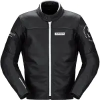 Spidi Veste de moto Genesis, en cuir, noire et blanche, taille 48