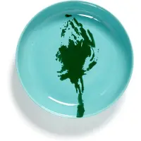 Serax Feast Assiette Creuse avec Dessin - Lot de 2 Azure|Green Artichoke