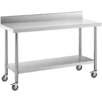 Royal Catering Table de travail en inox - PREMIUM - 60 x 150 cm - 160 kg - Dosseret -