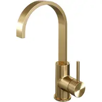 Brauer Gold carving Mitigeur de lavabo sur plage - haut - orientable - bec plat - modèle a - PVD - or brossé 5-GG-003-S4