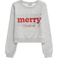 ONLY GIRLS Sweat-shirt 'KOGNORA' gris chiné / rouge / argent