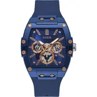 GUESS Montre à affichage analogique 'PHOENIX' bleu foncé / or / argent