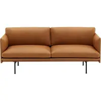 Muuto Outline Canapé Refine Leather Cognac|Black | 2-Seater - Black Base