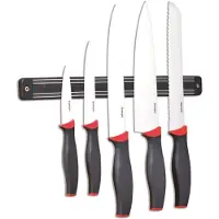 Esmeyer Set de 5 couteaux AUREA Lames en acier spécial, avec manches en plastique sur barre de suspension magnétique, 291-423