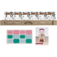 Kilner | 6 pots à épices avec fermeture à étrier dans une boîte en bois, longueur 33 cm