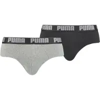 Puma Hommes, Sous-vêtements, Basic Brief, Gris, Noir, (lot de 2, XL)