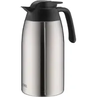 Thermos THV acier inoxydable mat 2,00l, Carafe isotherme, Noir, Argent