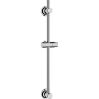 Wenko Barre de douche en acier inoxydable chromé, longueur 70 cm, diamètre 22 mm, avec support de pomme de douche et 2 fixations murales - Barre coulissante chromée - Fixation sans perçage