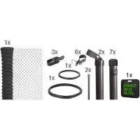 Alberts 697174 Clôture grillagée comme set complet de clôture, à bétonner avec coussins pour les genoux, anthracite métallique, hauteur 150 cm, longueur 15 m