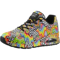SKECHERS Baskets basses 'Infinite Drip' aqua / vert clair / orange fluo / noir