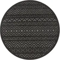 Paco Home Tapis d'extérieur résistant aux intempéries Boho & Skandi aspect 3D pour terrasse, balcon et jardin Dimensions : 160 cm, rond