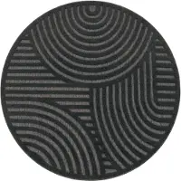 Paco Home Tapis d'extérieur résistant aux intempéries Boho & Skandi aspect 3D pour terrasse, balcon et jardin Dimensions : 200 cm, rond