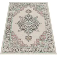 Paco Home Tapis d'intérieur et d'extérieur pour balcon et terrasse, à poils courts, motif oriental, couleur beige, dimensions 60 x 100 cm