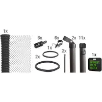 Alberts 697181 Clôture grillagée comme set complet de clôture, à bétonner avec coussins pour les genoux, anthracite métallique, hauteur 80 cm, longueur 25 m