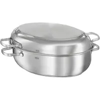 Rösle Cocotte ovale ELEGANCE couvercle antiadhésif en acier inoxydable 13152 avec PTFE noir
