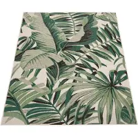 Paco Home Tapis d'extérieur résistant aux intempéries Balcon Palmiers Jungle Motif floral Boho Vert Taille 240x340 cm