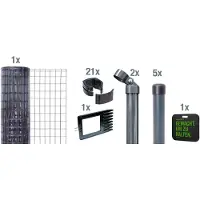 Alberts 693558 Fix-Clip Pro comme set complet de clôture, à bétonner avec genouillère, anthracite, hauteur 81 cm, longueur 10 m