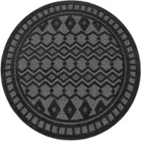Paco Home Tapis d'extérieur résistant aux intempéries Boho & Skandi aspect 3D pour terrasse, balcon et jardin Dimensions : 160 cm, rond