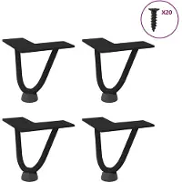 vidaXL Pieds en épingle à cheveux pour table basse 4 pcs. noir 10 cm acier massif