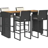 vidaXL Ensemble bar de jardin 5 pièces avec coussins Noir Poly rotin Acacia