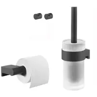 Tiger Ensemble d'Accessoires de Toilettes Tiger Bold Noir Sans Rabat (4 Pièces)