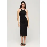 Superdry Femme Robe Mi-longue en Jersey Avec dos en Dentelle Noir Taille: 44