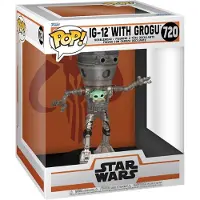 Funko POP! The Mandalorian Star Wars Deluxe Ig-12 With Grogu Clair Enfants