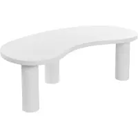 Beliani Table basse blanche en aggloméré 112 x 46 cm triangulaire imitation bois style rétro salon