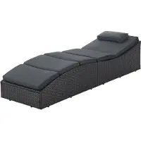 Juskys Lounger / Sunbed Lamia - Noir - Polyrotan - Dossier réglable