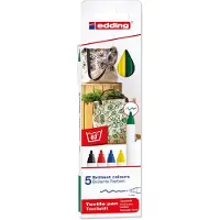 Edding 4600 Stylo pour marquage textile ensemble de 5 Basic Colors