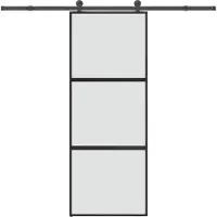 vidaXL Porte coulissante avec ferrure 76x205 cm verre trempé & aluminium