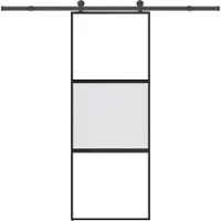vidaXL Porte coulissante kit de quincaillerie trempé verre aluminium