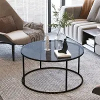 Skye Decor , Black-Grey-80, tables basses, noir, verre, 80 x 43 x 80 cm