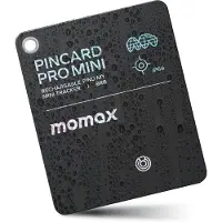 Momax PinCard Pro Mini Rechargeable Find My Tracker (iOS, iPadOS), Traceur, Noir