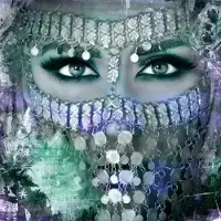 Safaary Peinture arabe Femme arabe bleue