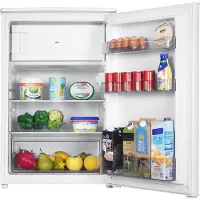 Tomado TRT5501W Réfrigérateur de table à faible consommation d'énergie - 109 litres - Avec compartiment congélateur - 55 cm de large - Silencieux : 37 dB - Éclairage LED - Classe énergétique C -