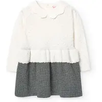 Boboli Knitwear Combined Long Sleeve Dress Blanc,Gris 24 Months Fille