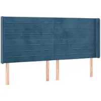 vidaXL Tête de lit avec oreilles bleu foncé 163x16x118/128 cm velours
