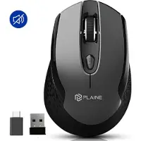 Plaine Souris ergonomique sans fil - Souris de jeu - Souris sans fil - USB Connect - Incl. Silent Click - Incl. USB C attachment - Incl. Batteries - Noir