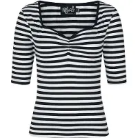 Hell Bunny T-shirt manches longues Rockabilly de - Haut Warlock - XS - 4XL - pour Femme - noir/blanc - Taille M