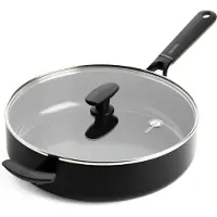 Greenpan Smart Collection Cocotte en céramique avec couvercle - sans PFAS, empilable Ø 28cm - passe au four & au lave-vaisselle, tous feux, noir