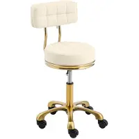 Physa Tabouret à roulettes - avec dossier - 48 - 61 cm - 150 kg - beige/doré