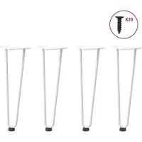 vidaXL Pieds en épingle à cheveux pour table basse 4 pcs. Blanc 42 cm en acier massif