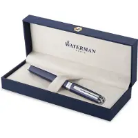Waterman Stylo Plume Laque Bleue Garniture Palladium Plume Or (1x)