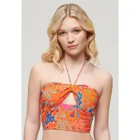Superdry Dames Orange, Bleu et Vert Haut Court Tissé Ajouré Imprimé Floral, Taille: 40