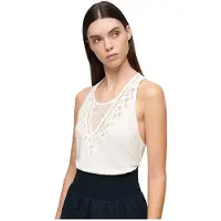 Superdry Lace Sleeveless T-shirt Blanc L Femme
