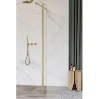 FortiFura Galeria Paroi latérale - 30x200cm - verre clair - 8mm - avec profilé d'angle - Laiton brossé SW797909 / SW798731