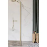 FortiFura Galeria Paroi latérale - 40x200cm - verre satiné - 8mm - avec profilé d'angle - Laiton brossé SW797921 / SW798731