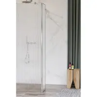 FortiFura Galeria Paroi latérale - 30x200cm - verre nervuré - 8mm - avec profilé d'angle - Inox brossé SW797945 / SW798730
