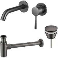 FortiFura Calvi Slim Kit mitigeur lavabo - robinet encastrable - bonde clic clac - siphon design - PVD Gunmetal SW766534/SW767288/SW767297